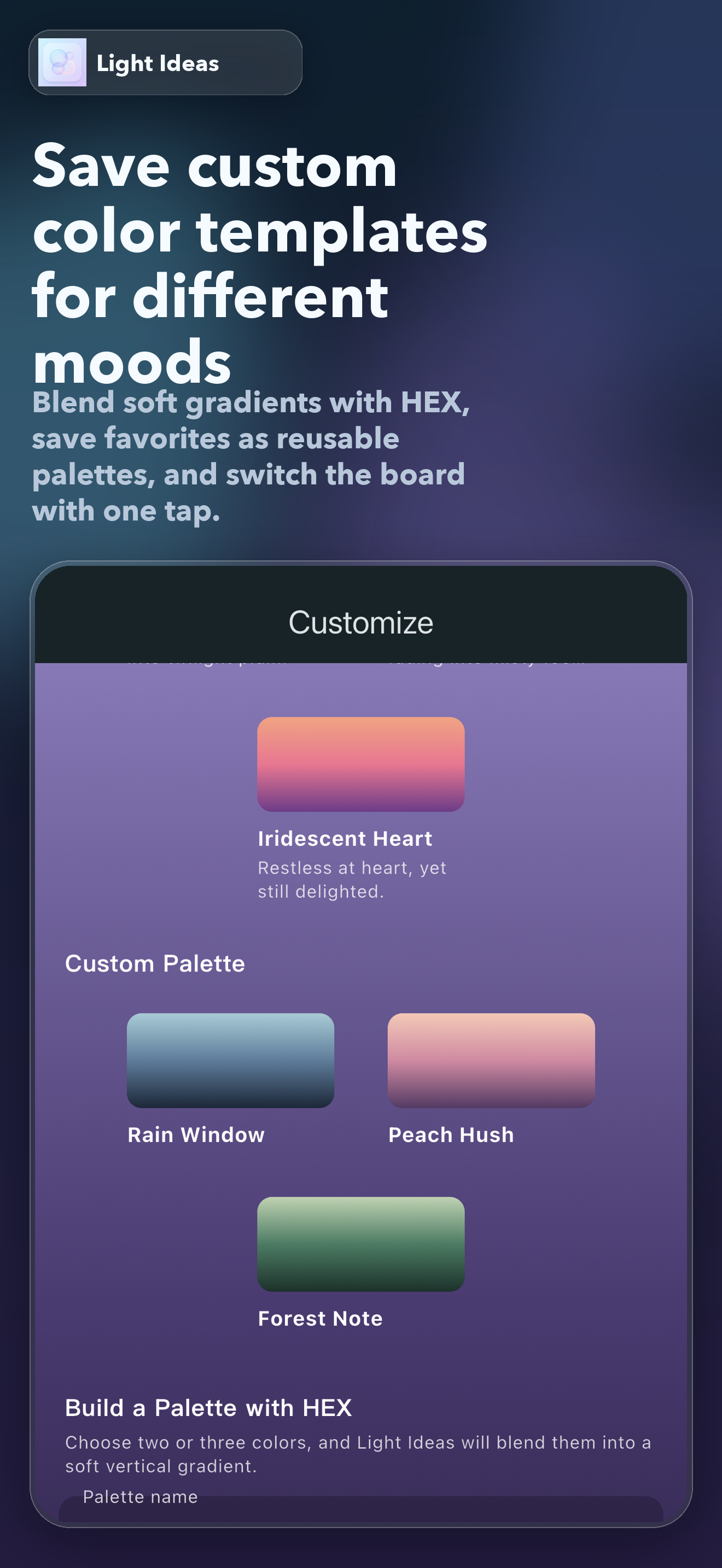 Custom color templates
